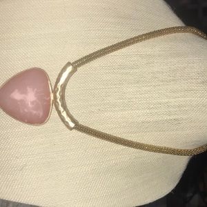 19 1/2 inch vintage pink acrylic stone necklace